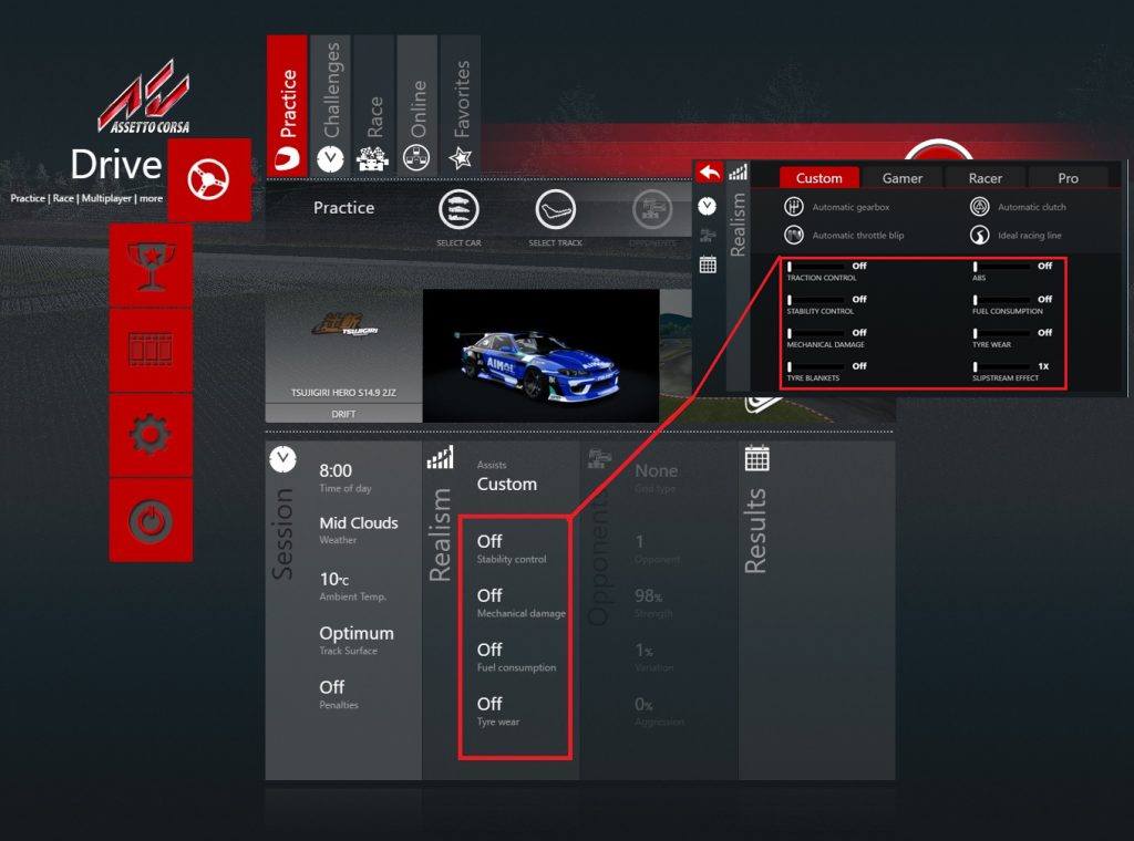 Turn-Off-Realism Assitst - Assetto Corsa